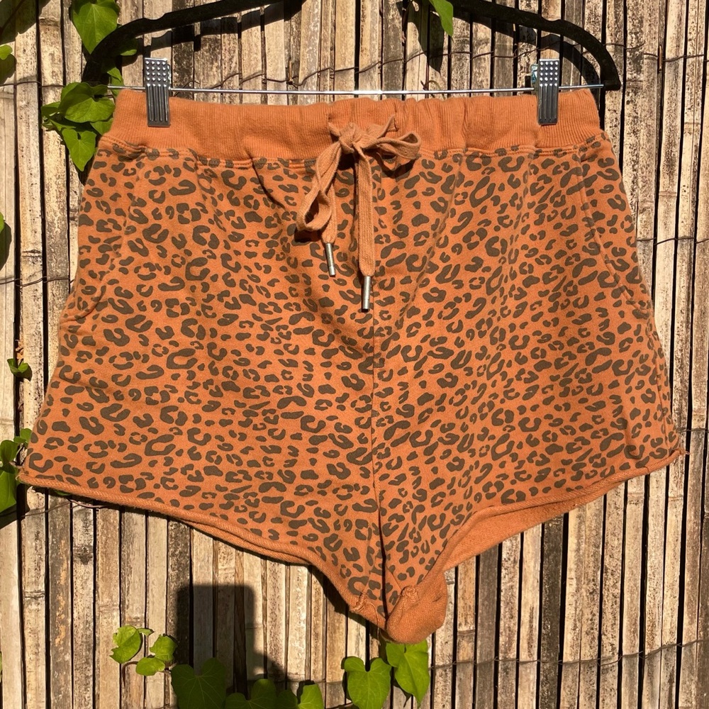 BLANK-NYC Leopard Print Active Shorts Tie Waist, Size M